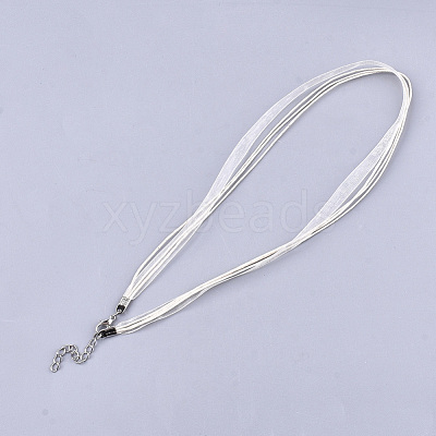 Waxed Cord and Organza Ribbon Necklace Making NCOR-T002-102-1
