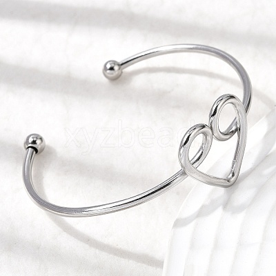 304 Stainless Steel Cuff Bangles for Women BJEW-Z150-02P-01-1