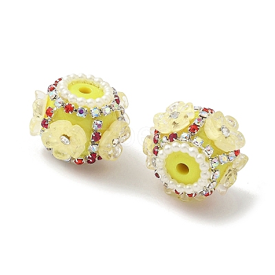 Flower Style Resin Rhinestone Beads CLAY-NH0003-05S-02-1