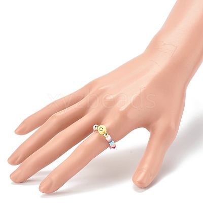 Handmade Polymer Clay Beaded Stretch Rings RJEW-JR00355-1