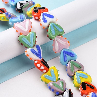 Heart Handmade Lampwork Beads Strands LAMP-G150-01B-1