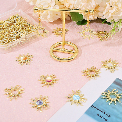 40Pcs Rack Plating Alloy Open Back Bezel Pendants FIND-CA0008-76-1