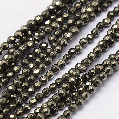 Natural Pyrite Beads Strands G-L031-2mm-03-1