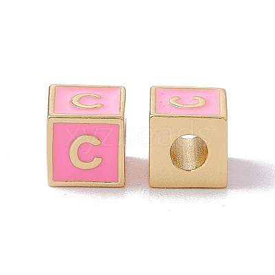 Rack Plating Brass Enamel Beads KK-B060-04G-05C-1