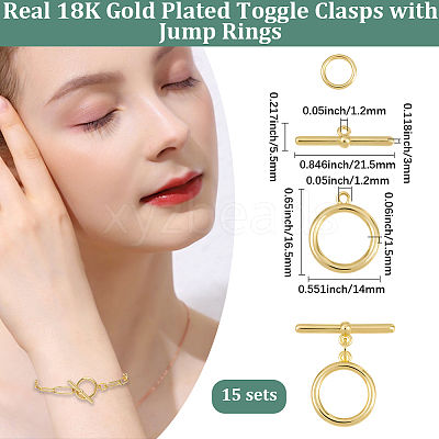 15 Sets Brass Toggle Clasps KK-BBC0021-11-1