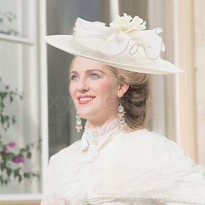 Imitation Linen Cloth Hat Fascinator Base AJEW-WH0314-493-1