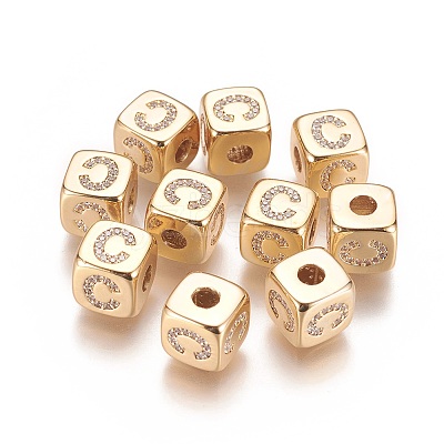 Brass Micro Pave Cubic Zirconia Beads KK-K238-16G-C-1