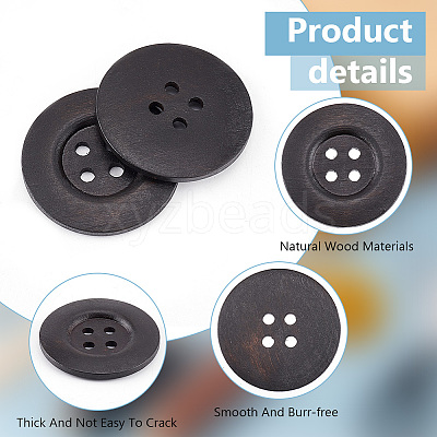 40Pcs Wood Buttons BUTT-OC0001-53B-1
