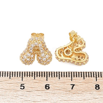 Brass Micro Pave Cubic Zirconia Stud Earrings EJEW-Z091-04G-A-1