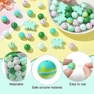 Round & Butterfly Silicone Focal Beads SIL-YW0001-35-1