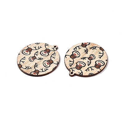 Printed Poplar Wood Pendants FIND-N005-74O-1