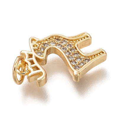 Brass Micro Pave Clear Cubic Zirconia Pendants ZIRC-B002-45G-1