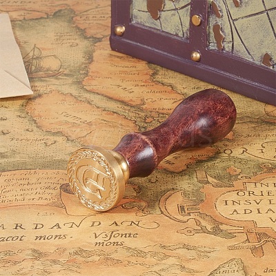 DIY Letter Scrapbook Brass Wax Seal Stamps and Wood Handle AJEW-P068-B04-1