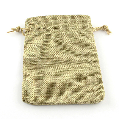 Polyester Imitation Burlap Packing Pouches Drawstring Bags X-ABAG-R005-18x13-01-1