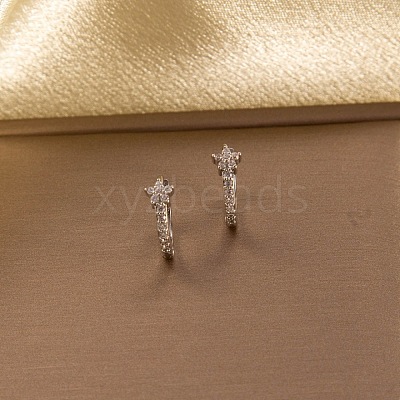 Brass Micro Pave Clear Cubic Zirconia Hoop Earrings FS-WG60F71-02-1