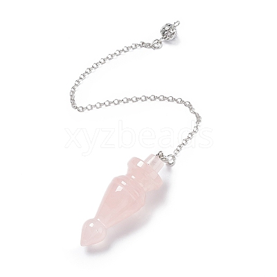 Natural Rose Quartz Pointed Dowsing Pendulums AJEW-B020-03P-07-1