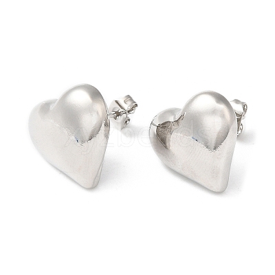 Rack Plating Brass Heart Stud Earrings X-EJEW-Q766-02P-1