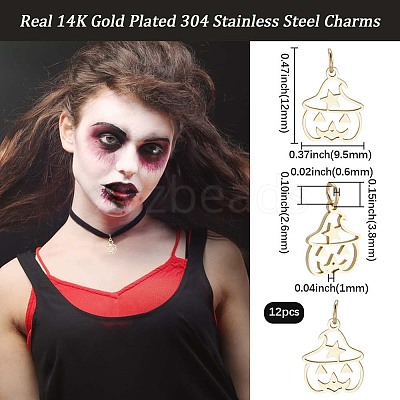 12Pcs 304 Stainless Steel Charms STAS-BBC0007-92-1