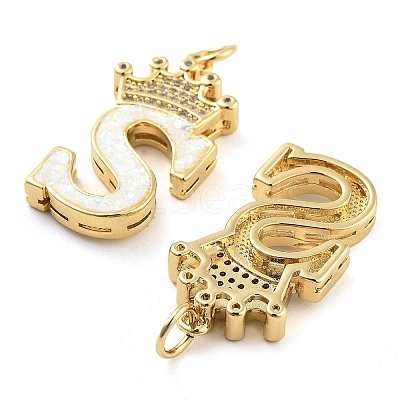 Brass Micro Pave Clear Cubic Zirconia Pendants KK-G498-01S-02-1