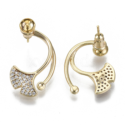 Brass Micro Pave Cubic Zirconia Stud Earring Settings KK-N232-38B-NF-1