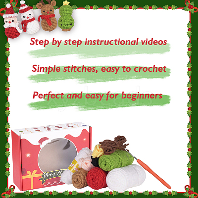 1Set Christmas Theme DIY Crochet Kit for Beginners DIY-SC0027-78A-1