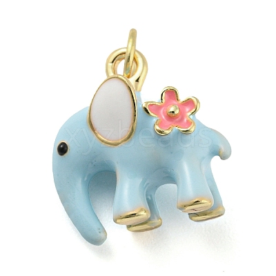 Elephant Rack Plating Brass Enamel Pendants KK-Q804-16G-1