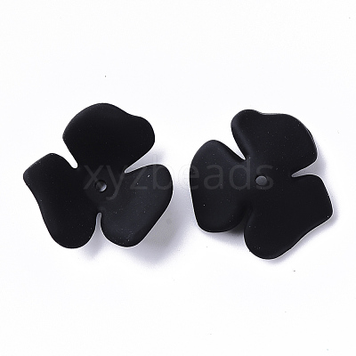 3-Petal Spray Painted Acrylic Bead Caps MACR-N007-01H-1