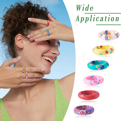 30Pcs Handmade Polymer Clay Finger Rings RJEW-TA0001-11B-1