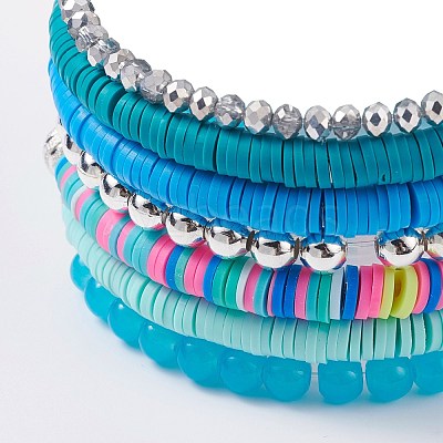 Wholesale Polymer Clay Heishi Beads Stretch Bracelets Sets 