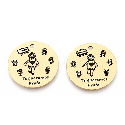 201 Stainless Steel Pendants STAS-T064-37G-14-1