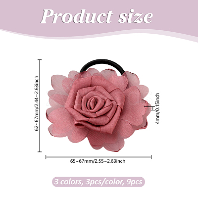 9Pcs 3 Colors Polyester Hair Accessories OHAR-GO0001-16-1