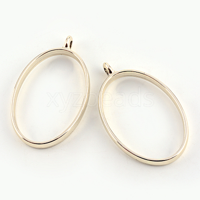 Rack Plating Alloy Oval Open Back Bezel Pendants PALLOY-S047-26E-FF-1