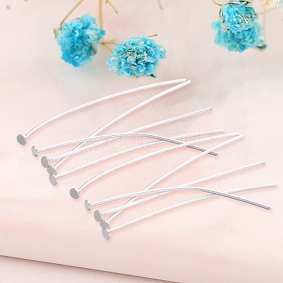 40Pcs 925 Sterling Silver Flat Head Pins STER-SC0001-08-1
