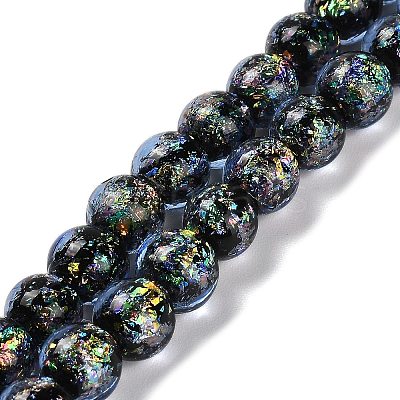 Handmade Dichroic Foil Glass Beads Strands DICH-U001-02C-1