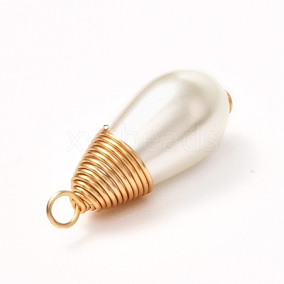 Glass Pearl Pendants PALLOY-JF00898-1
