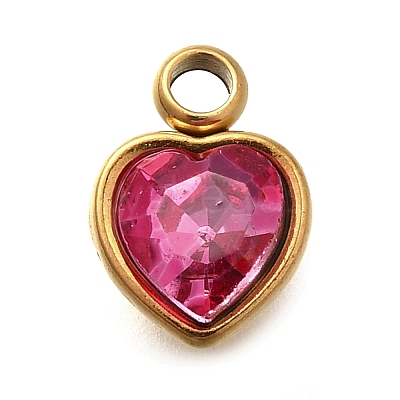 304 Stainless Steel with Rhinestone Pendants STAS-Q346-01G-09-1