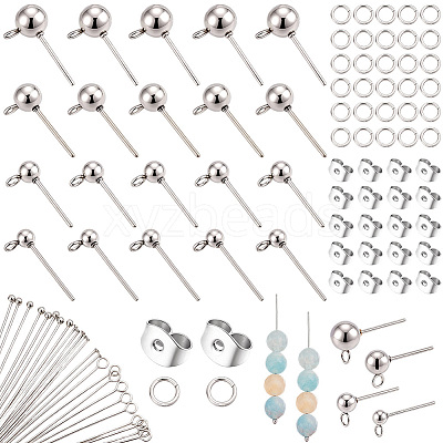 304 Stainless Steel Ball Post Stud Earring Findings & Flat Head Pins & Ball Head Pins & Eye Pin & Jump Rings STAS-BBC0010-38P-1