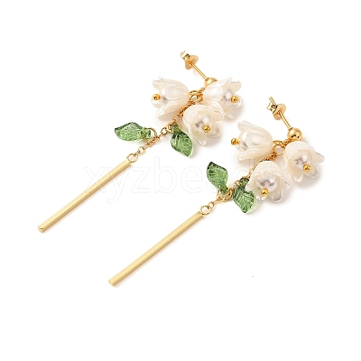 Plastic with Brass Dangle Stud Earrings for Women EJEW-TA00575-1