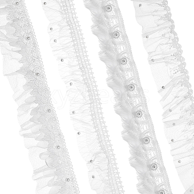 4 Bags 4 Styles Polyester Embroidery Lace Ribbons OCOR-MA0001-01-1