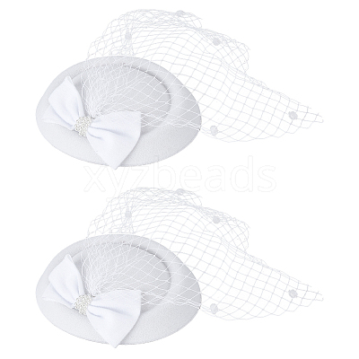 Bowknot Wool Felt Fascinators Pillbox Hat with Iron Alligator Hair Clips LS-MRMJ-WH0077-113A-1
