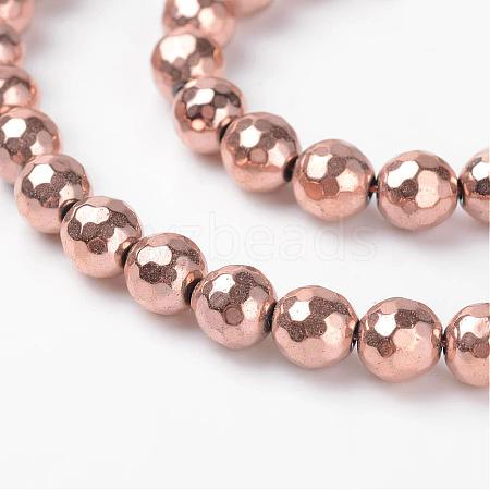 Faceted Round Non-Magnetic Synthetic Hematite Beads Strands G-D800-06-1