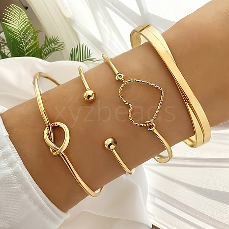4Pcs Alloy Bangles for Women FS-WG33CDB-07-1