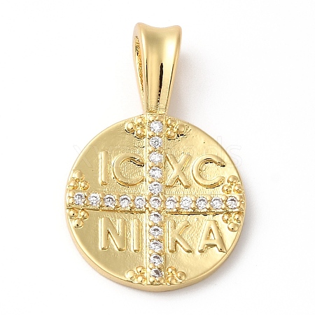 Rack Plating Brass Micro Pave Cubic Zirconia Pendants KK-R143-04G-1