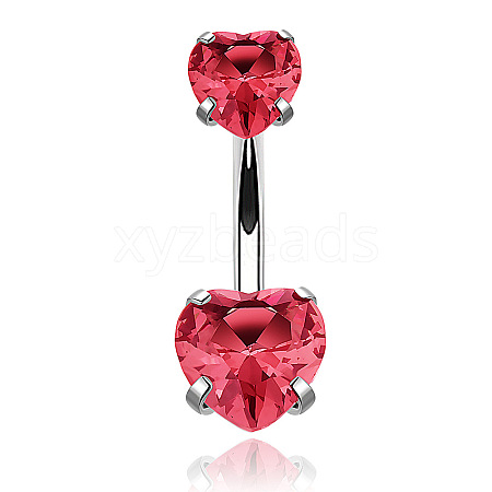 Heart Cubic Zirconia Belly Button Rings WG98059-02-1