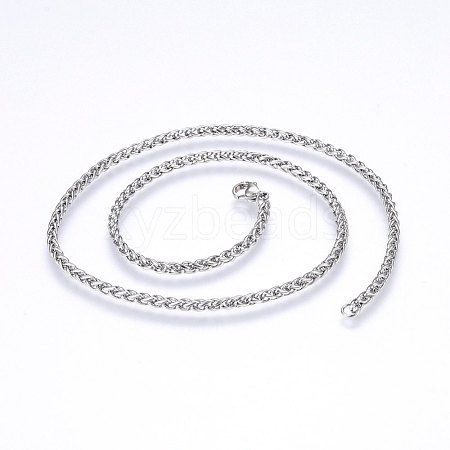 304 Stainless Steel Wheat Chain Necklaces NJEW-F227-05P-04-1