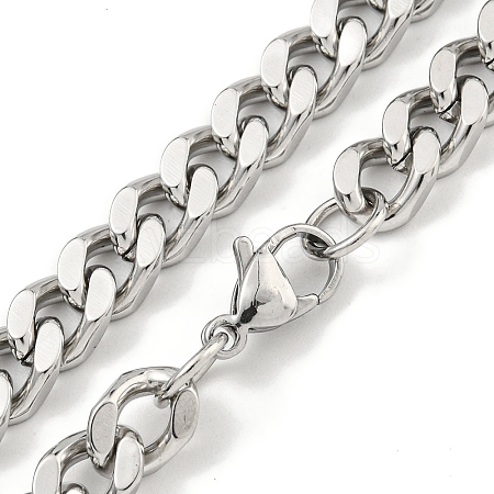 Non-Tarnish 201 Stainless Steel Cuban Link Chain Necklaces for Women and Men NJEW-F322-13P-04-1