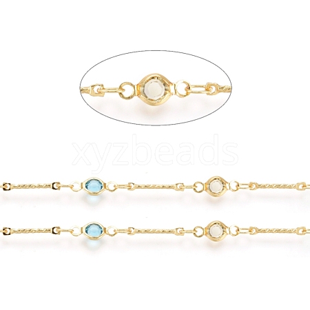 Brass Handmade Beaded Chains X-CHC-G006-02G-1