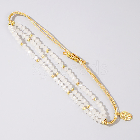 Faceted Glass Beads Three Layer Multi-strand Adjustable Charm Bracelets SG9297-6-1