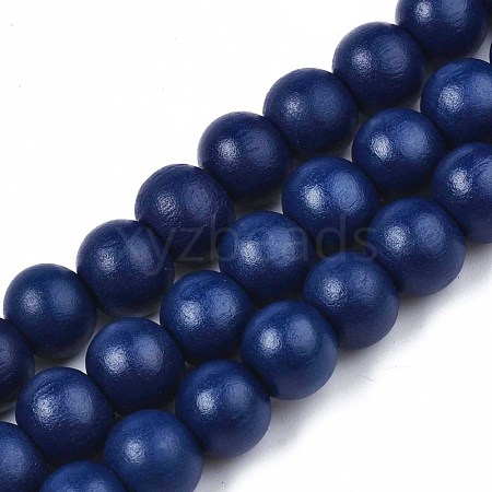 Painted Natural Wood Beads Strands WOOD-S053-54C-1