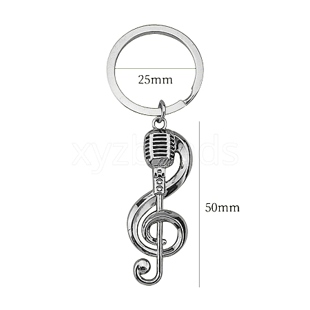 Zinc Alloy Enamel Musical Note Pendant Keychain PW-WG57869-01-1